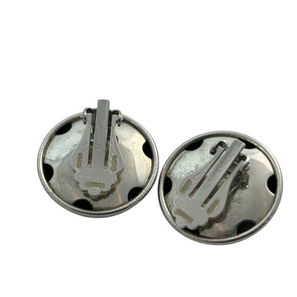 Vintage Sarah Coventry Clip On Earrings Silver Tone Button Dome Textured - Picture 4 of 9